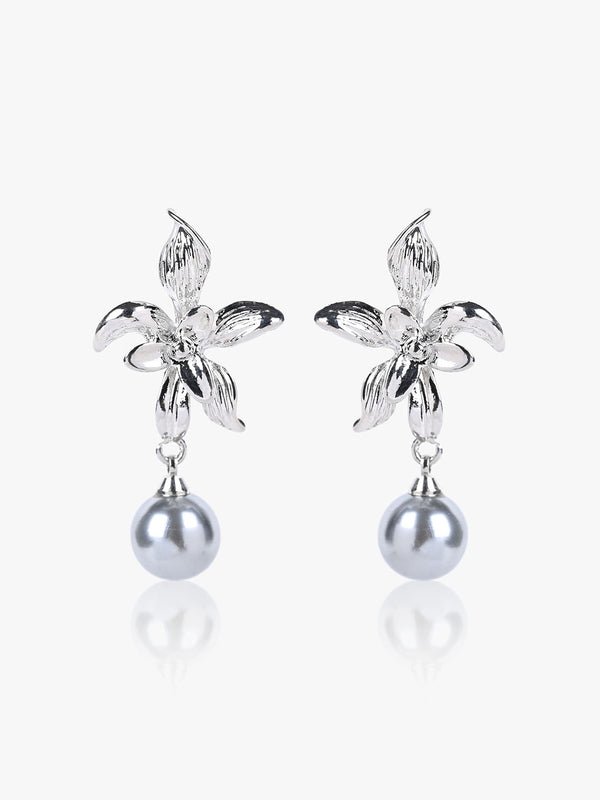 Pearl Drop Floral Earrings
