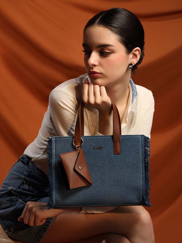 Kazo Denim Fringe Satchel