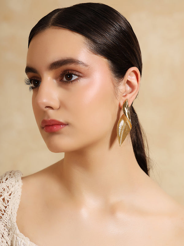 Metallic Leaf Drop Earrings