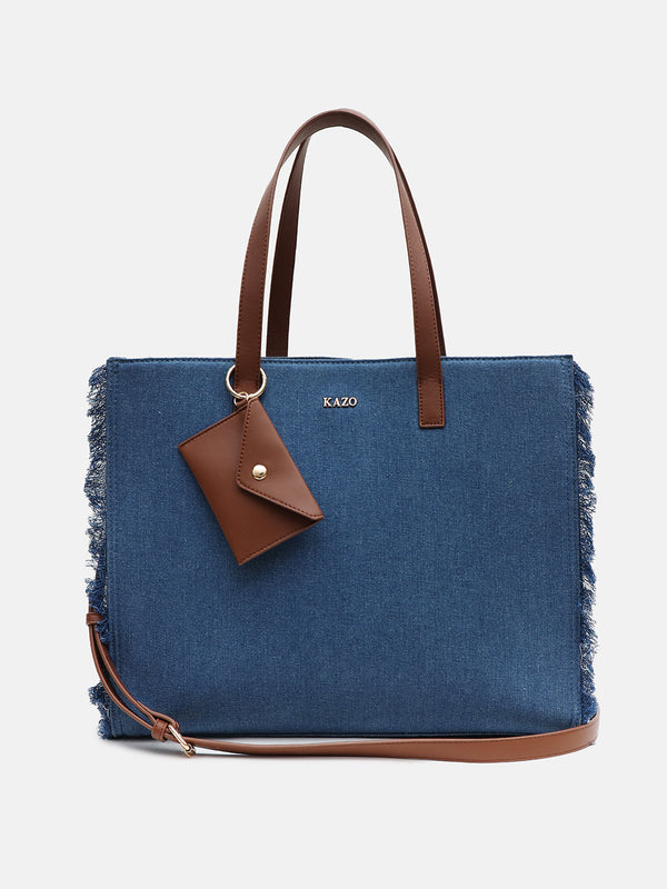 Kazo Denim Fringe Tote