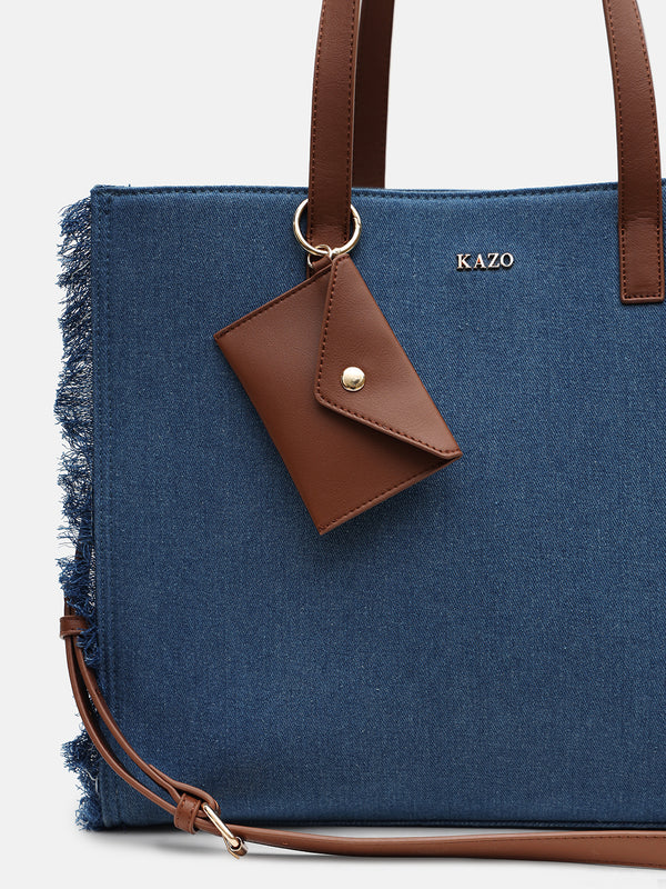 Kazo Denim Fringe Tote