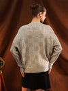 V Neck Textured Sweater With Foiling