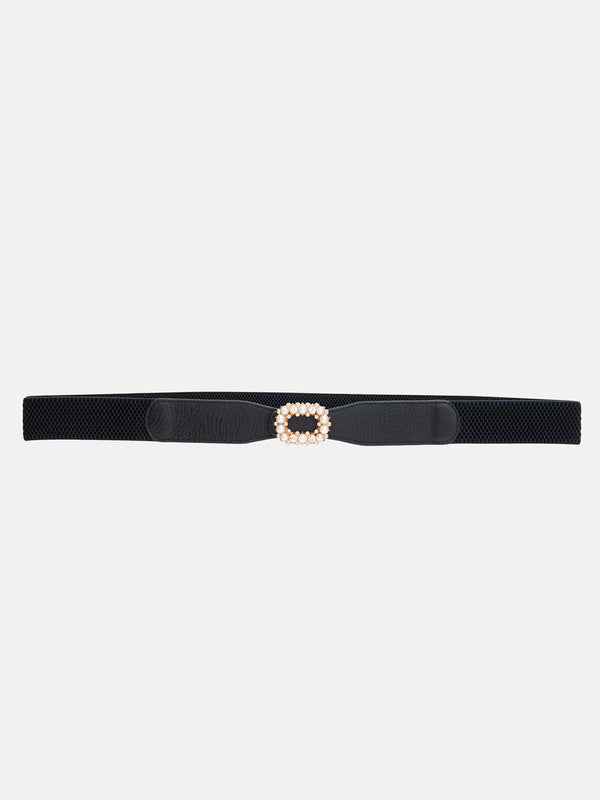 Rhinestone BuckleElastic Waist Cinch Belt