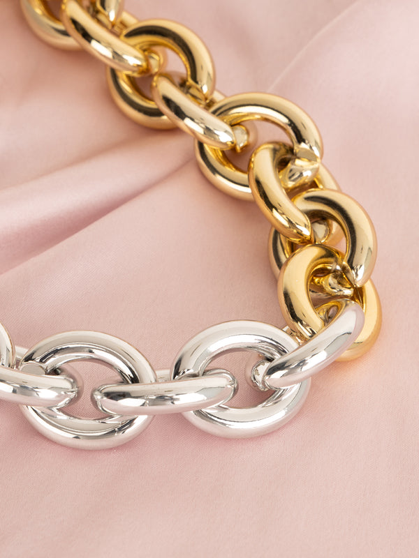 Chunky Dual Tone Statement Necklace