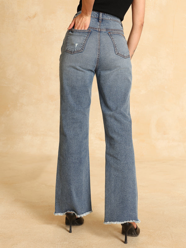 Fit And Flare Jeans With Rips