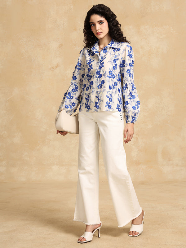 Wide Leg Jeans With Rivet Detail