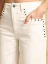 Wide Leg Jeans With Rivet Detail
