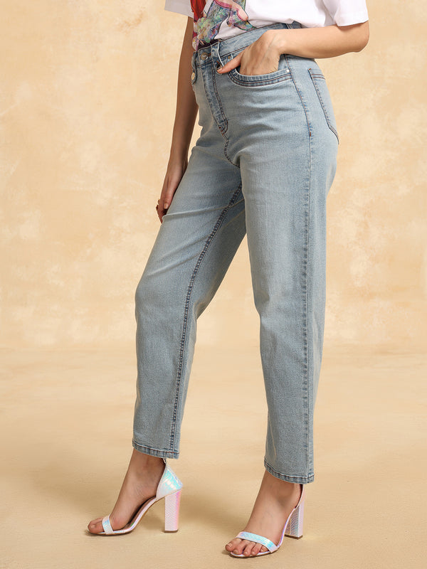 Straight Fit Jeans With Button Tabs