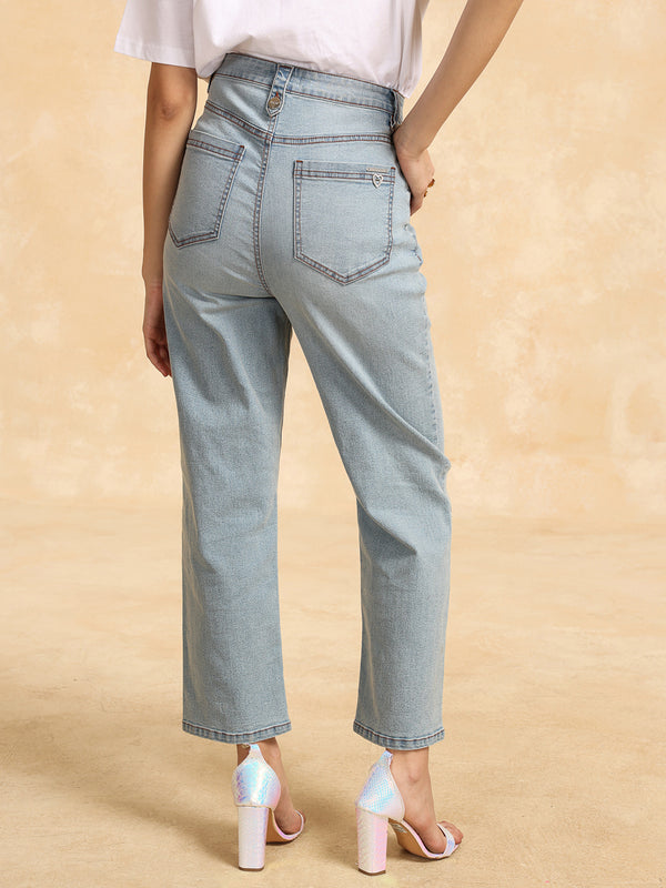 Straight Fit Jeans With Button Tabs