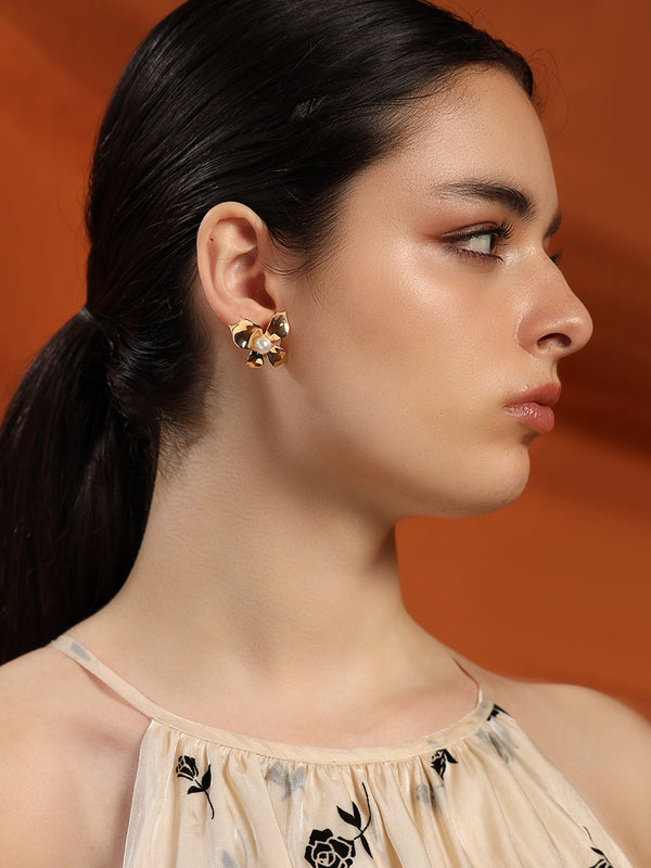 Pearl Blossom Stud Earrings