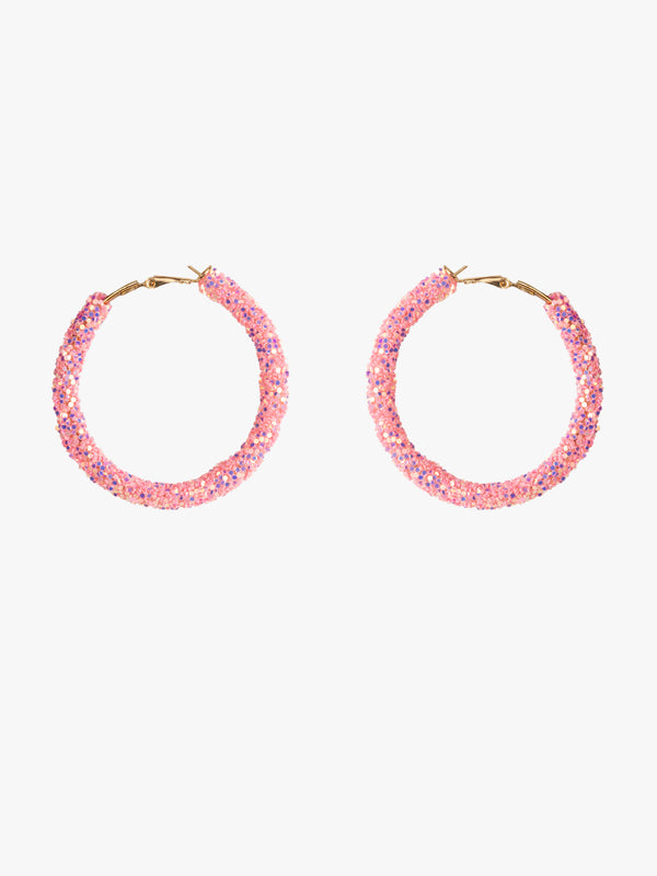 Soft Pink Sparkle Hoops
