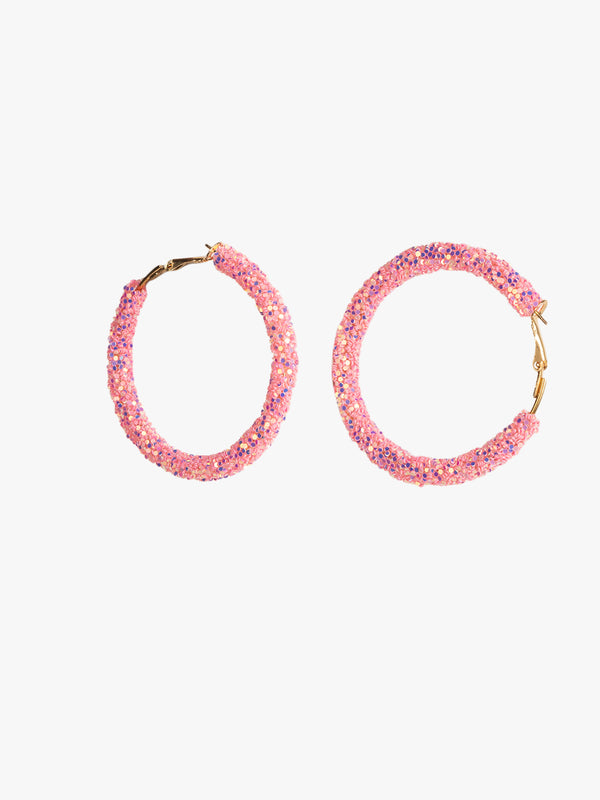 Soft Pink Sparkle Hoops