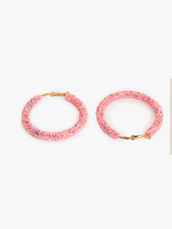 Soft Pink Sparkle Hoops