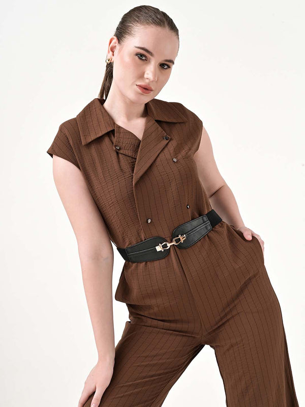 Interlock Buckle Faux Leather Belt