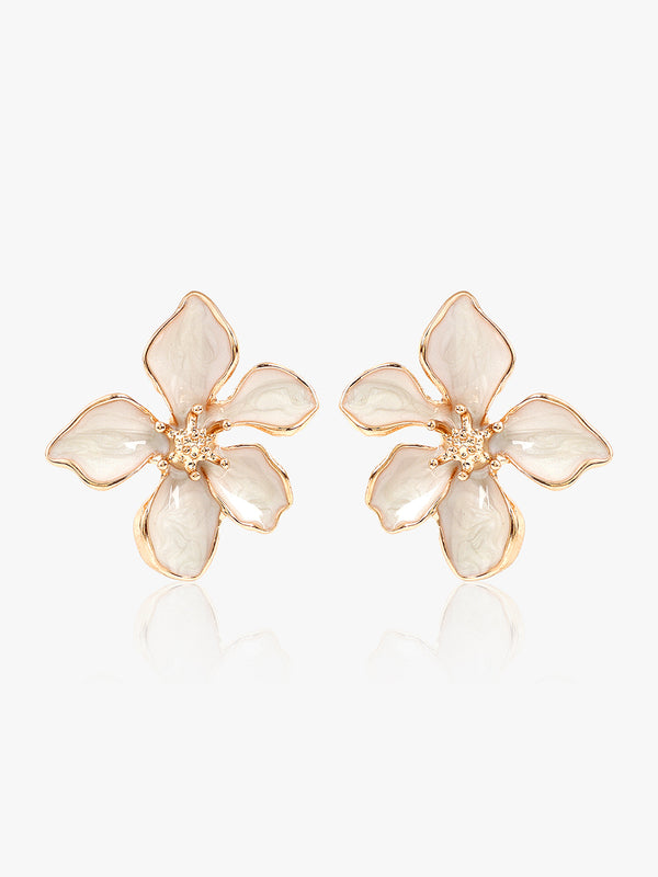 White Orchid Flower Earrings