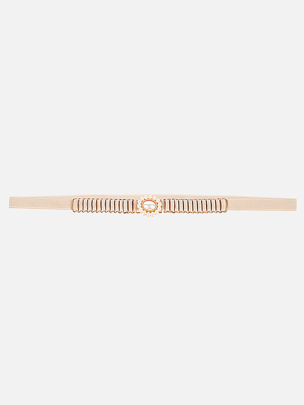 Pearl Buckle Thin Elasticated Belt