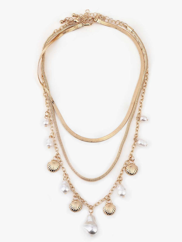 Kazo Aurielle Pearl Charm Necklace Set