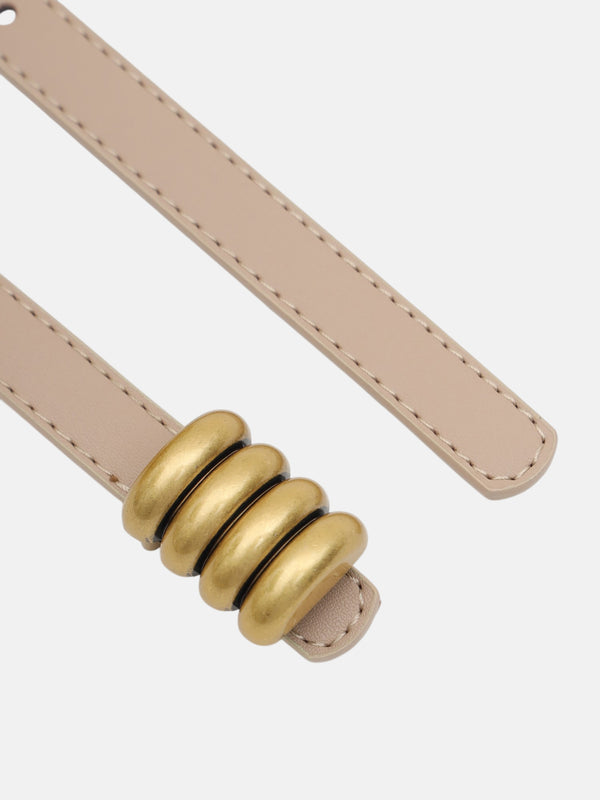Ornate Metal Buckle Thin Belt