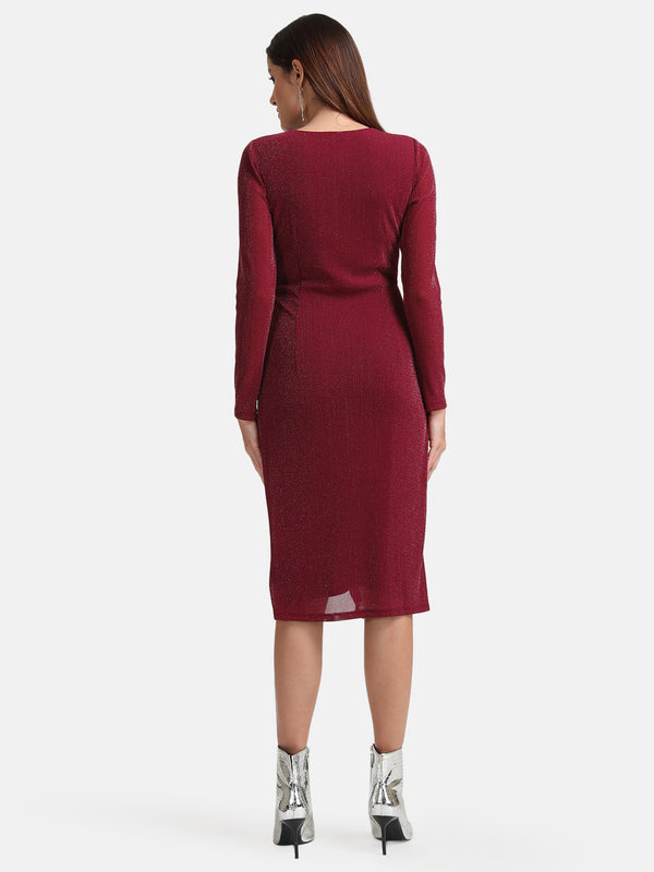 Wrap Midi Dress With Pleats
