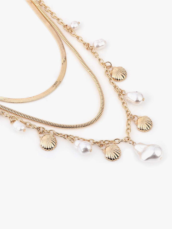 Kazo Aurielle Pearl Charm Necklace Set