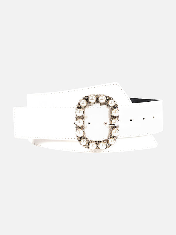 Embellished Buckle Broad Belt