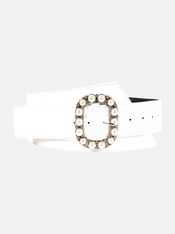 Embellished Buckle Broad Belt