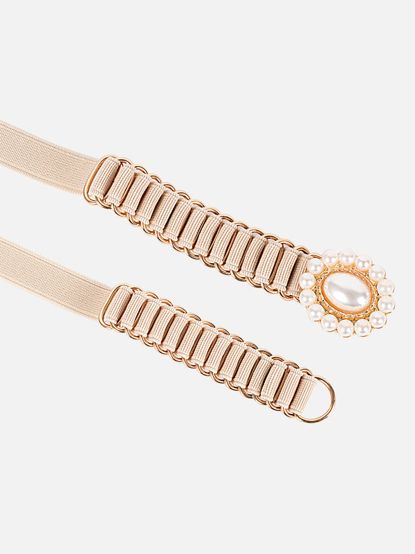Pearl Buckle Thin Elasticated Belt