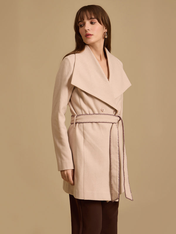 Twill Felt Overocat With Belt