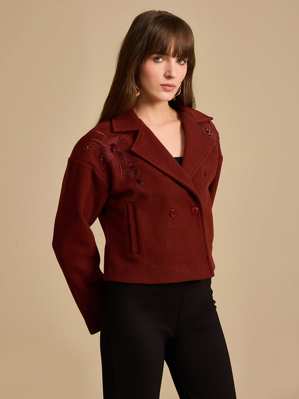 Tonal Embroidery Felt Jacket