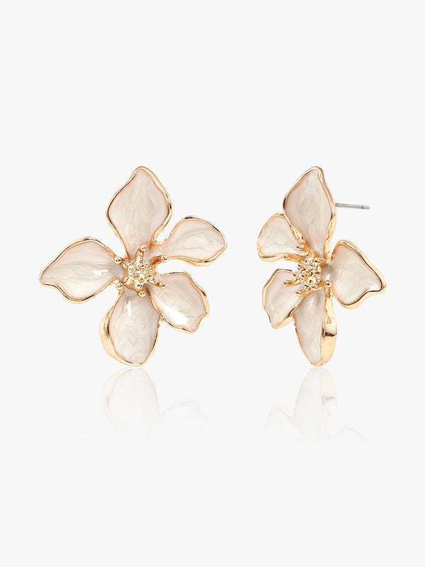 White Orchid Flower Earrings