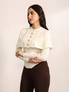 Ecru Winter Top With Detachable Cape