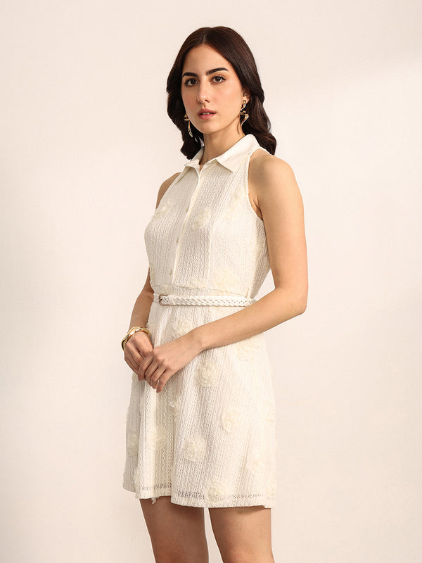 Ball Blanc Mini Dress With Belt