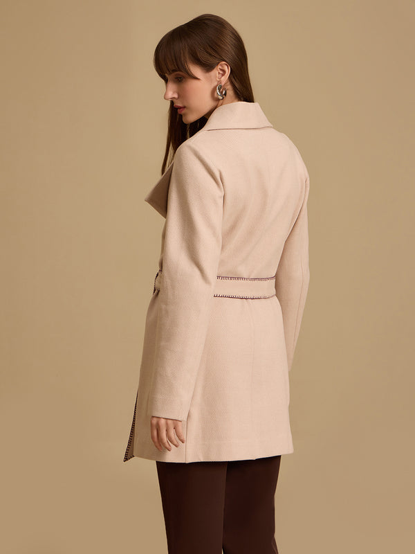 Twill Felt Overocat With Belt