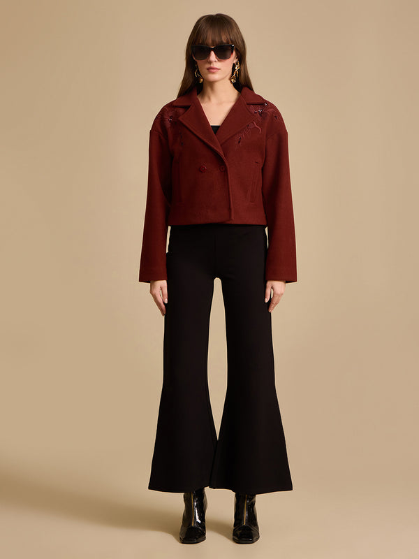 Tonal Embroidery Felt Jacket