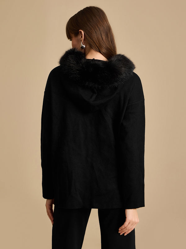 Fur Collar Zippered Overcoat