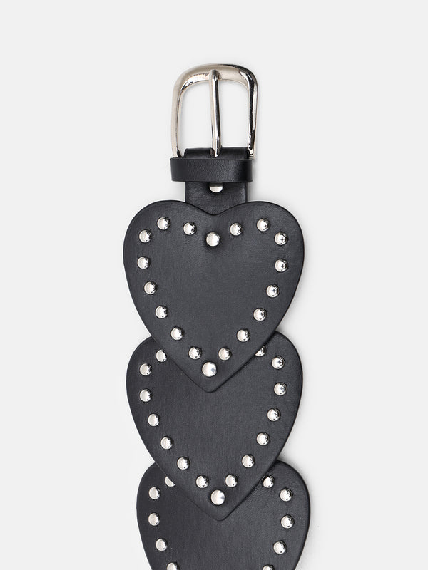 Studded Heart Statement Broad Belt
