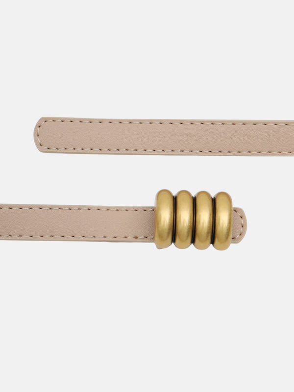 Ornate Metal Buckle Thin Belt