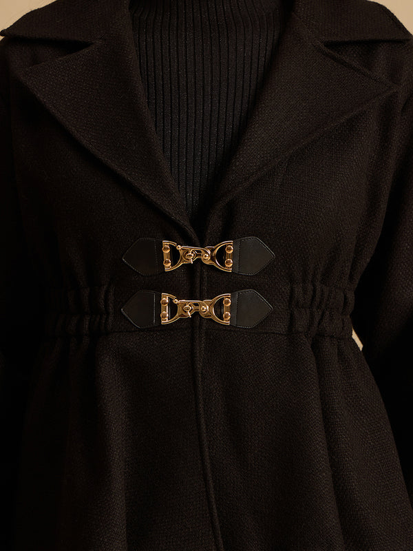 Peplum Tweed Jacket With Double Buckle