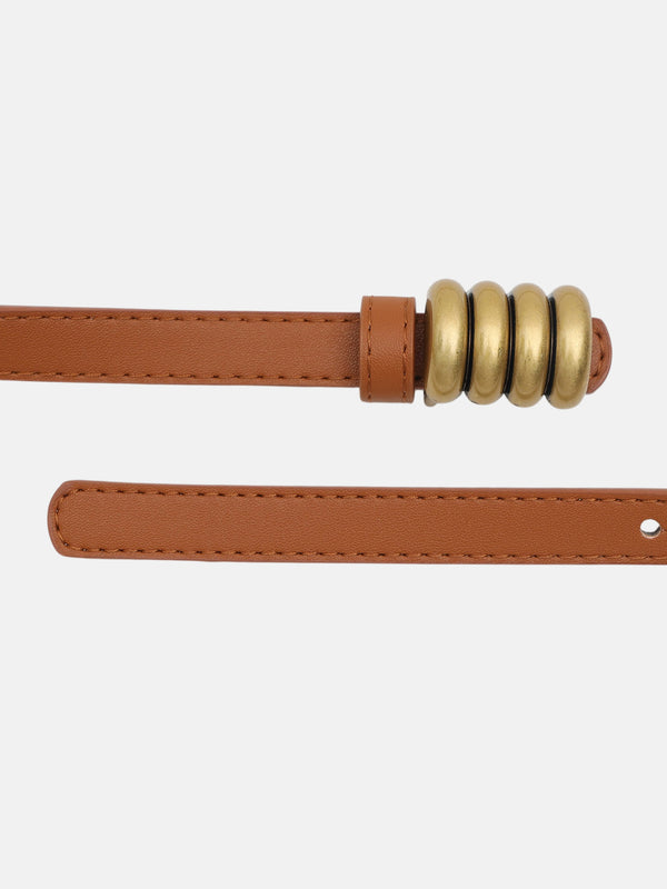 Ornate Metal Buckle Thin Belt