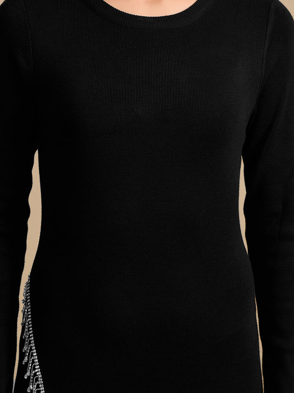 Winter Dress With Rhinestone Fringe