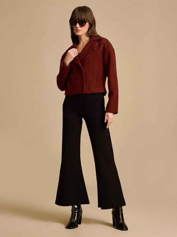 Tonal Embroidery Felt Jacket