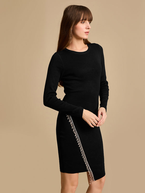 Winter Dress With Rhinestone Fringe