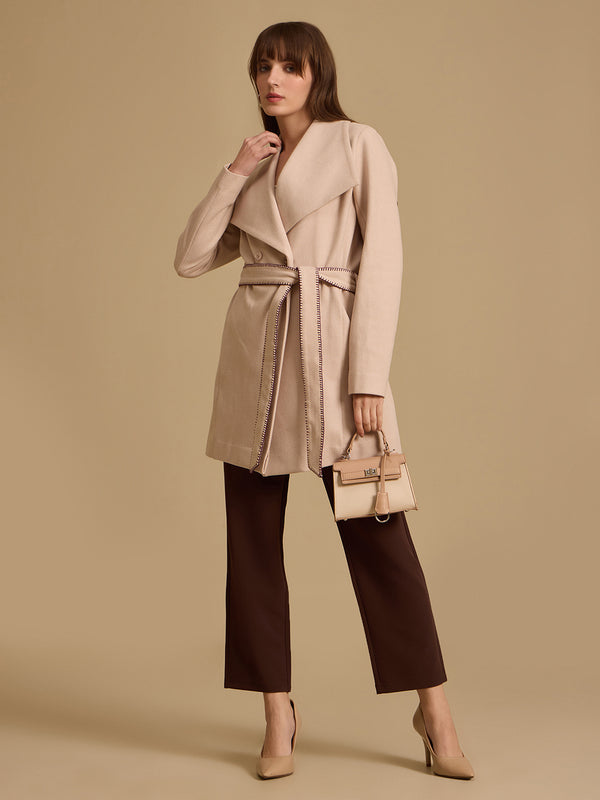 Twill Felt Overocat With Belt