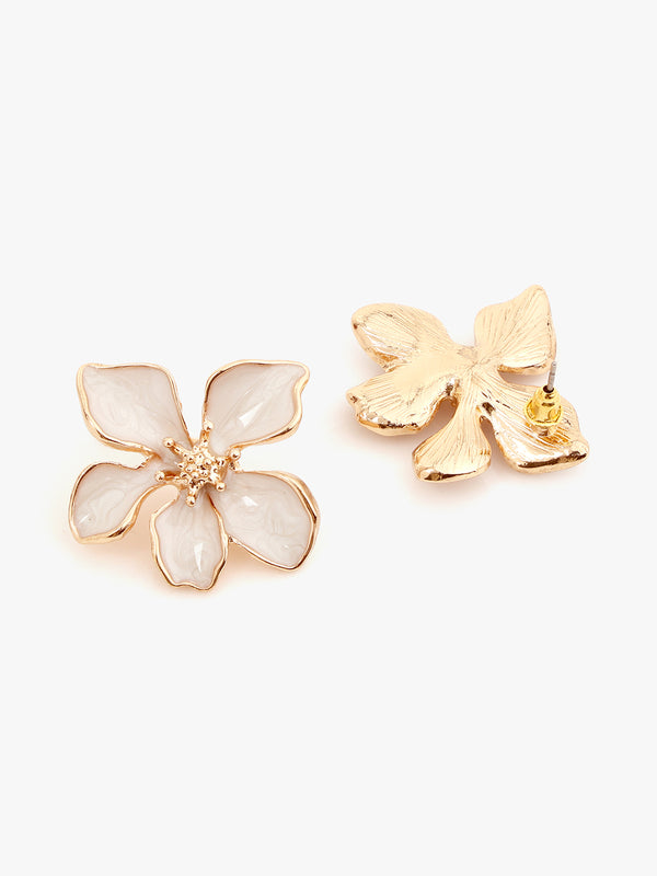 White Orchid Flower Earrings