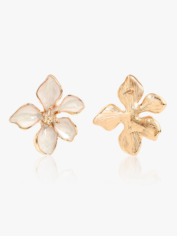 White Orchid Flower Earrings