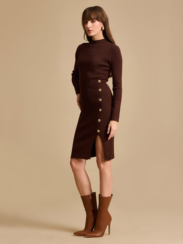 Patterned Winter Knit Midi Dress