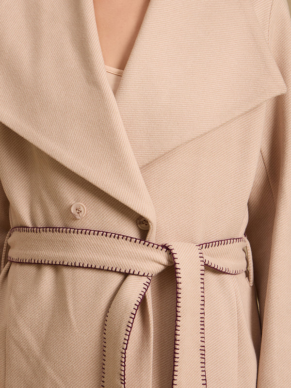 Twill Felt Overocat With Belt