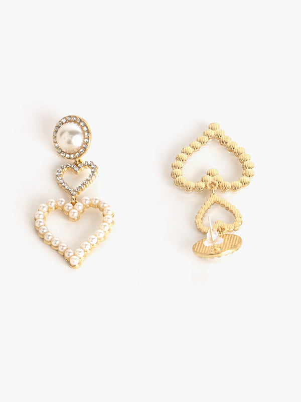 Pearl Embedded Heart Earrings