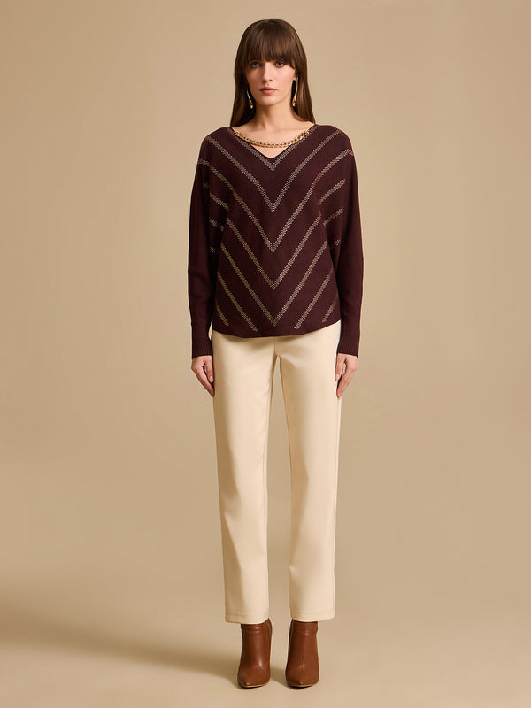 Emebellished Batwing Sleeve Pullover