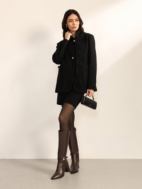 Sepia Jacket With Removable Scarf